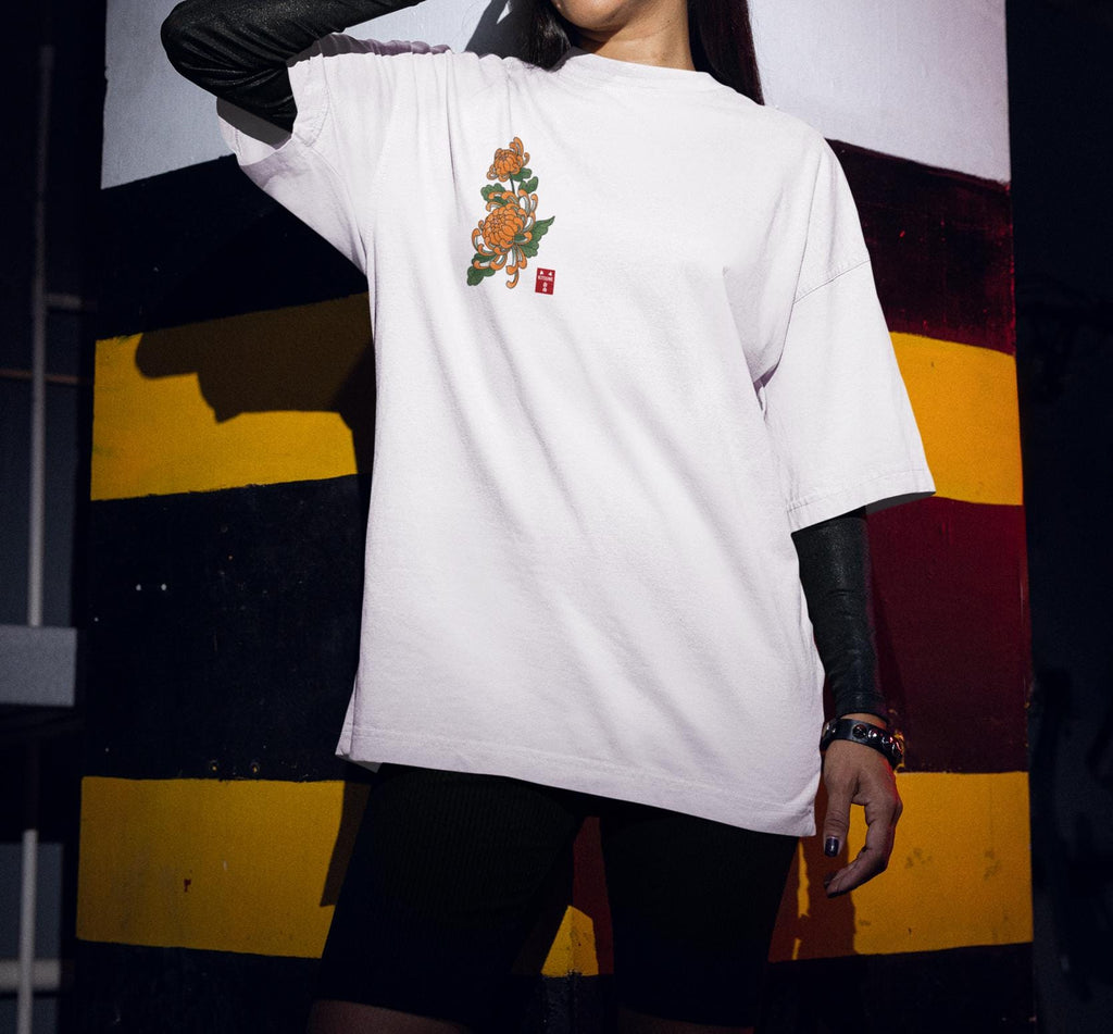 Camiseta Oversize 🔥 Crisantemo Naranja