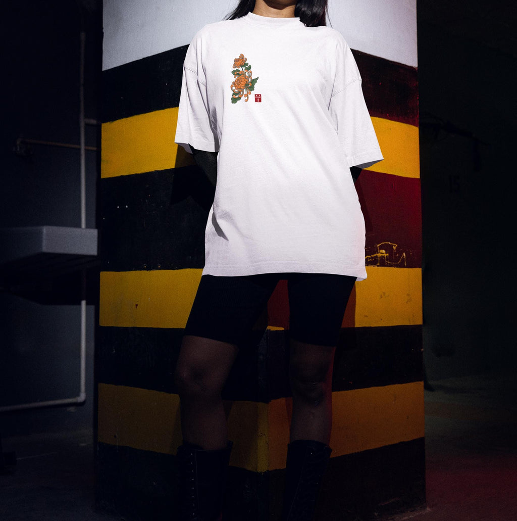 Camiseta Oversize 🔥 Crisantemo Naranja