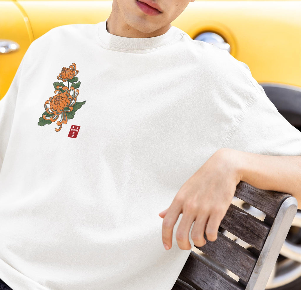 Camiseta Oversize 🔥 Crisantemo Naranja