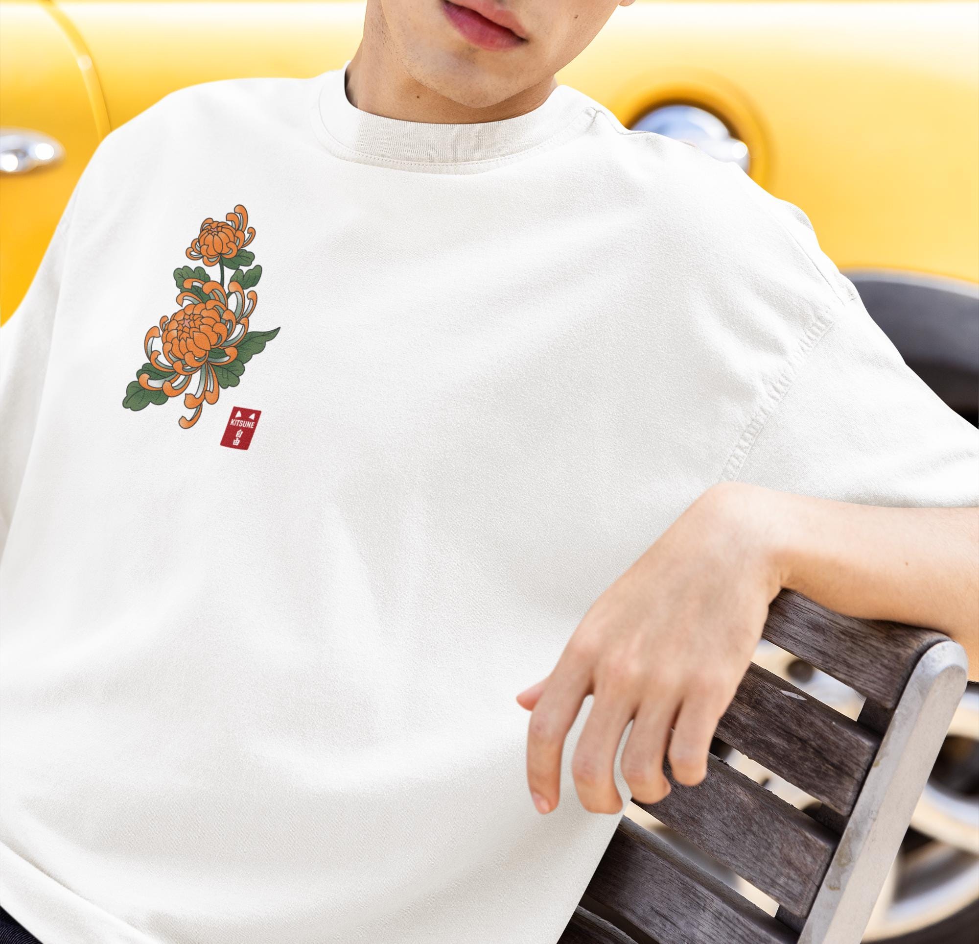 Camiseta Oversize 🔥 Crisantemo Naranja