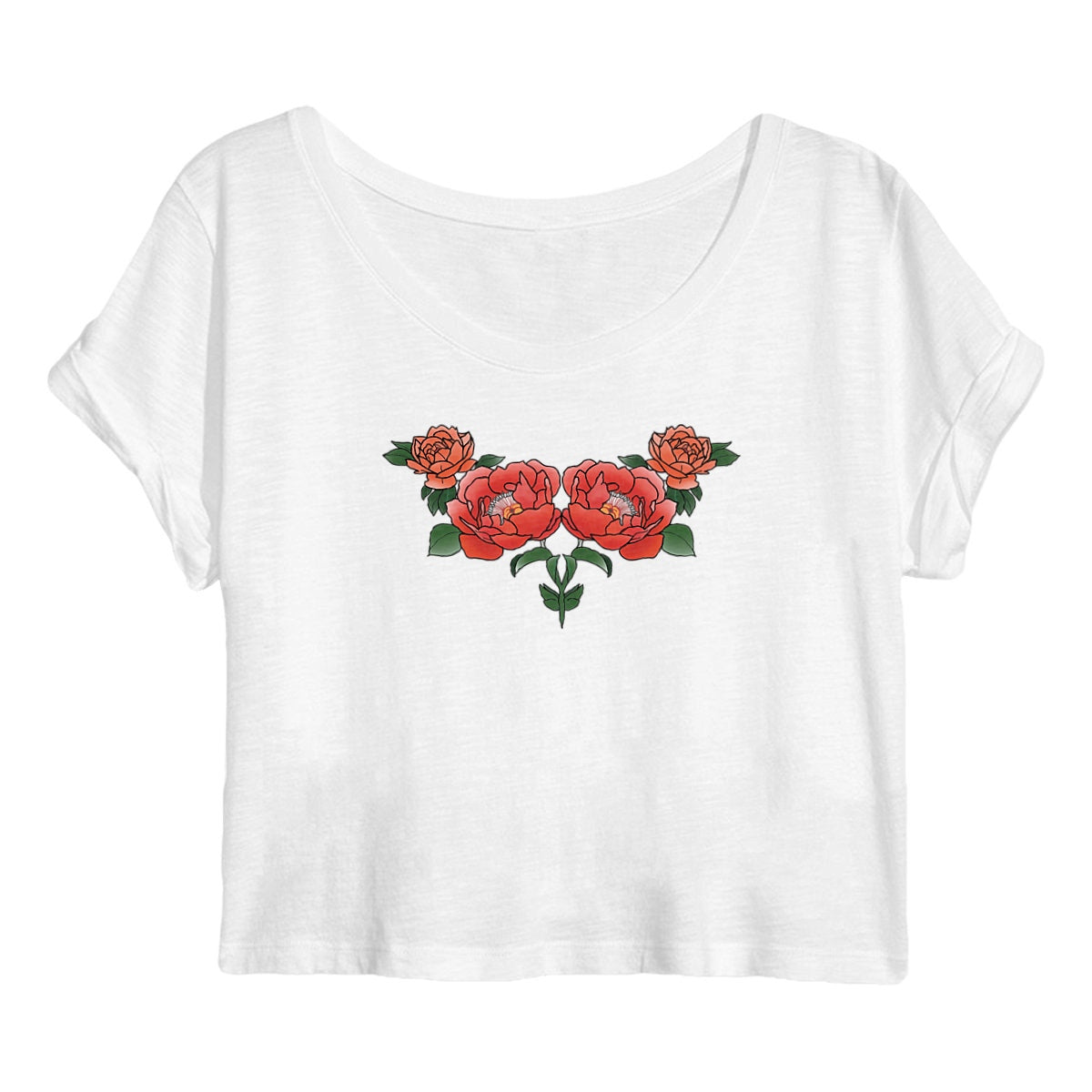 Rosas. Camiseta/Top ECO. - frente_blanco