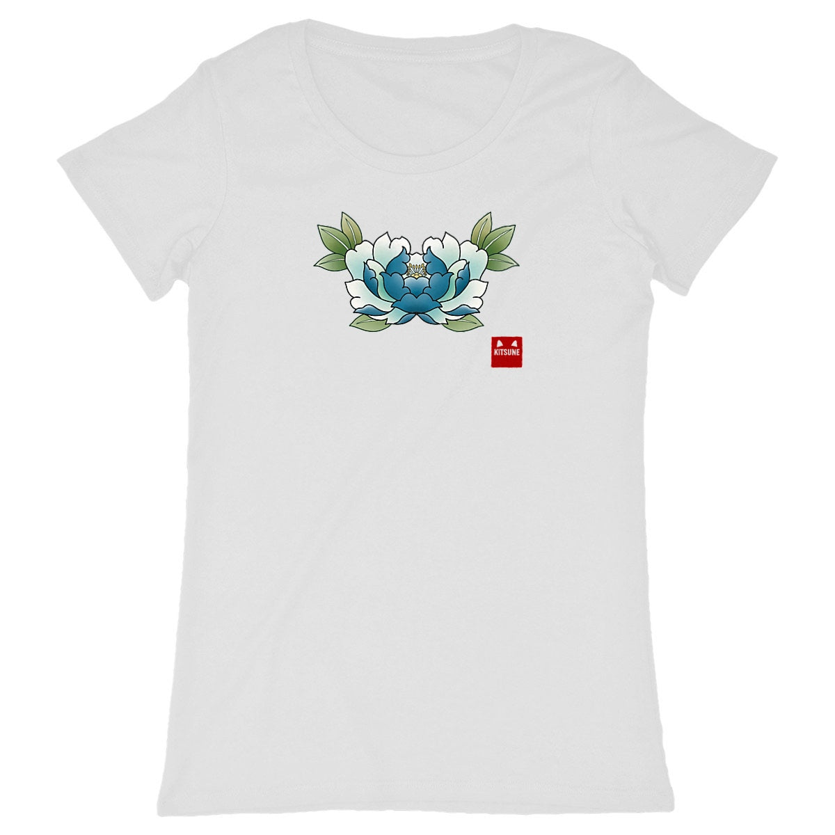 Cami flor azul - frente_blanco