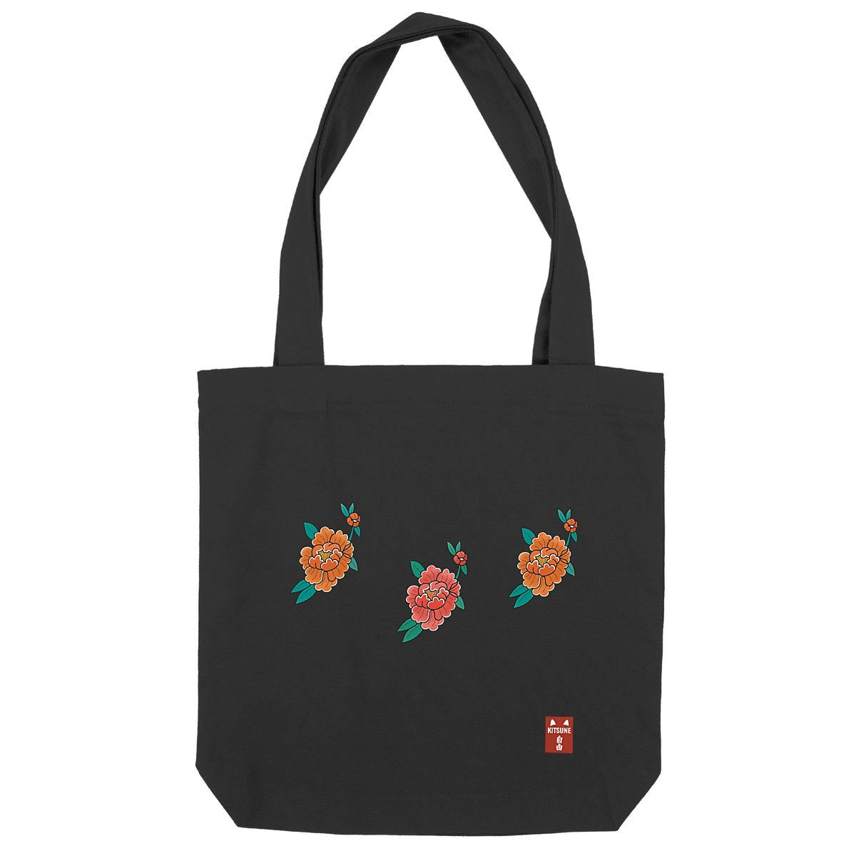 Tote Bag Peonias Tatto - frente_negro