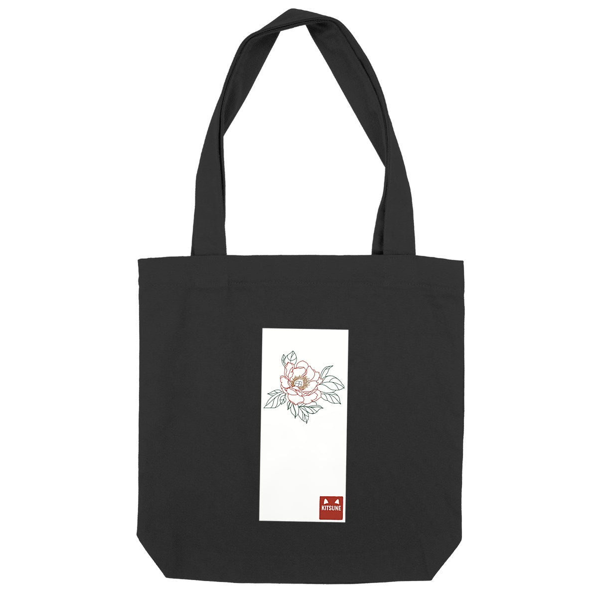 Bolsa Tote. Peonia. - frente_negro